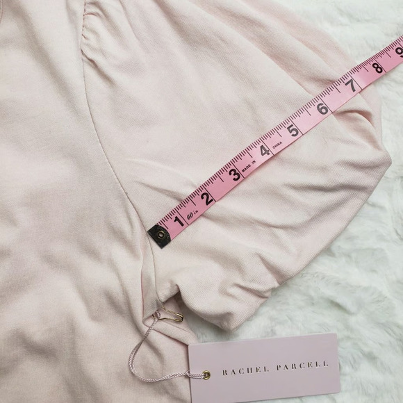 Rachel Parcell Pink Frosty Puff Bubble Sleeve Shirt MED Preppy Romantic Coquette - Picture 6 of 9